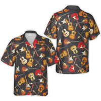 Guitar Hawaiian Shirt | All-Over Music Print Cuban Collar | Lightweight Woven Polyester | Unique Gift for Musicians and Guitar Lovers